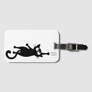 Black Cat Minimalist Wall Art Printable, Cute Mode Luggage Tag