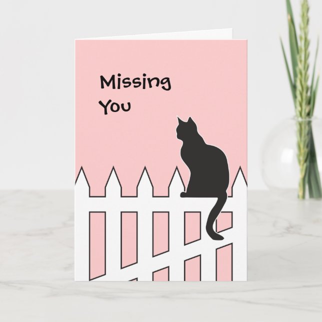 Black Cat Missing You Please Come Home Soon Card (Front)