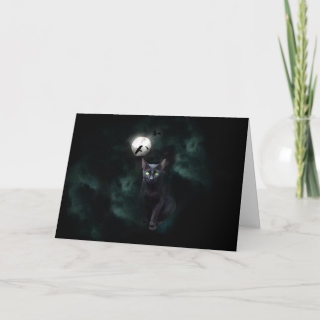 Black Cat Misty Moon Card (Front)