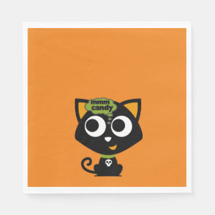 Black Cat Mmm Candy Halloween Napkin