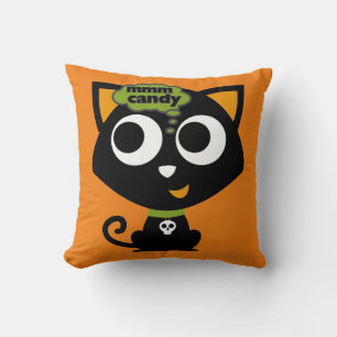 Black Cat Mmm Candy Halloween T-Shirt Cushion