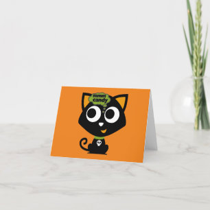 Black Cat Mmm Candy Halloween Thank You Card