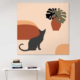 Black Cat Modern Abstract Poster
