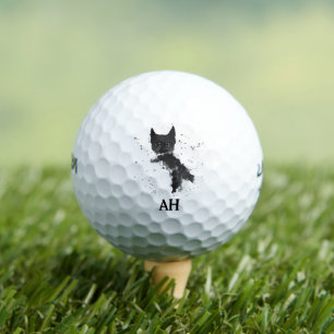 Black Cat Monogram Animal Kitty Kitten Pet  Golf Balls