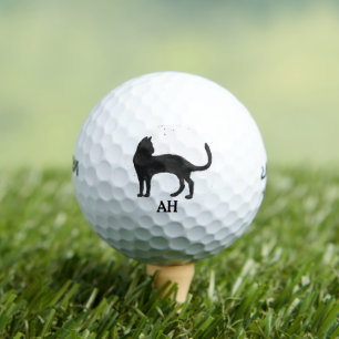 Black Cat Monogram Animal Kitty Kitten Pet Golf Balls