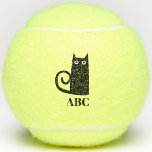 Black Cat Monogram Tennis Balls<br><div class="desc">A fun little black cat to bring luck. Original art by Nic Squirrell.  Change the monogram initials to personalize.</div>