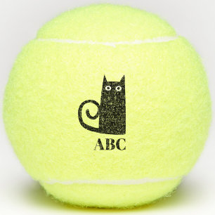 Black Cat Monogram Tennis Balls