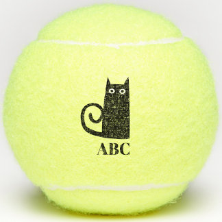 Black Cat Monogram Tennis Balls