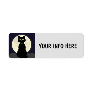 BLACK CAT & MOON ART RETURN ADDRESS LABELS