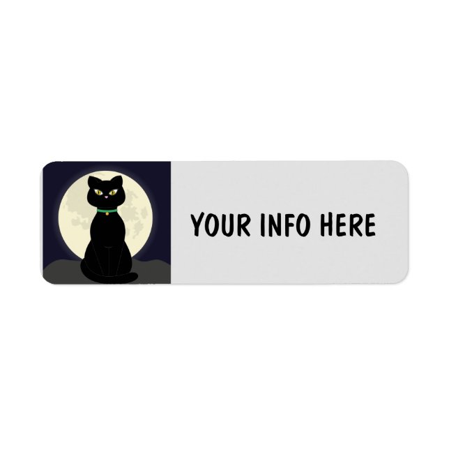 BLACK CAT & MOON ART RETURN ADDRESS LABELS (Front)