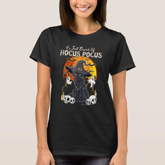 Black Cat Moon Funny Halloween Costume Bunch of Ho T-Shirt (Front)