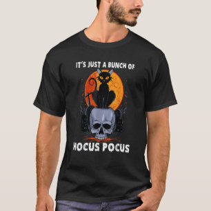 Black Cat Moon Halloween Costume Bunch Of Hocus Po T-Shirt