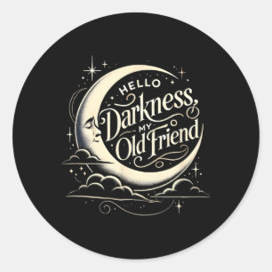 Black Cat Moon Halloween Spooky Into The Darkness Classic Round Sticker