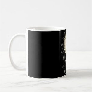 Black Cat Moon Mug — Cat Sitting on Crescent Moon