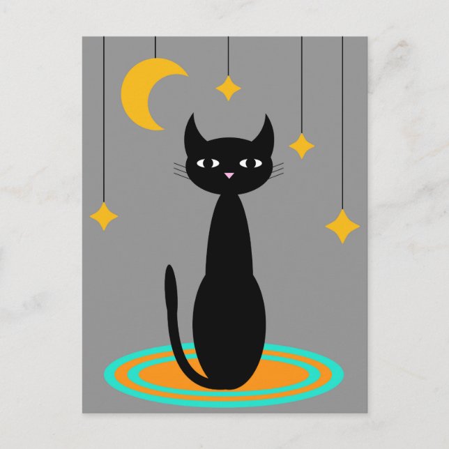 Black Cat Moon Postcard (Front)