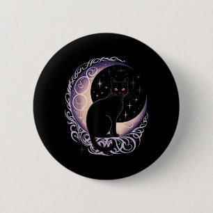 Black Cat Moon Satanism Demonic Devil Witchcraft 6 Cm Round Badge