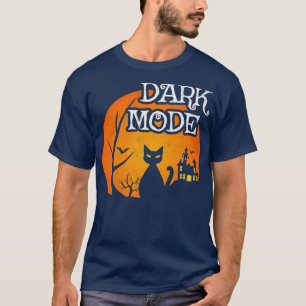 Black Cat Moon Spooky Scene Halloween Funny Dar T-Shirt