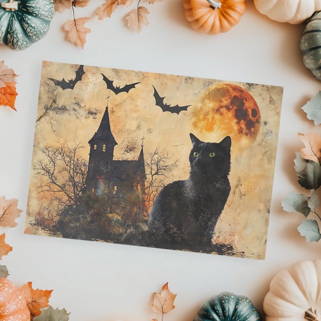 Black Cat Moon Vintage Halloween Decoupage  Tissue Paper (Creator Uploaded)