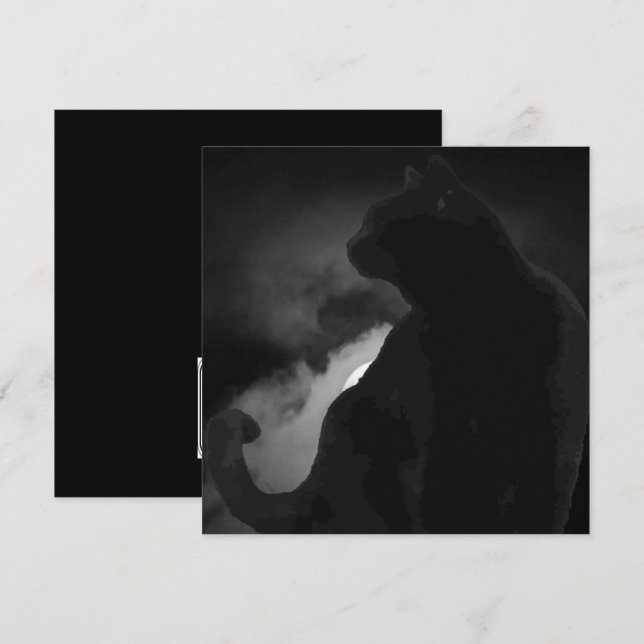 Black Cat Moonlight Silhouette Invitation (Front/Back)