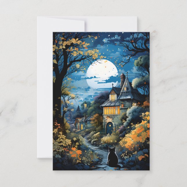 Black Cat - Moonlit Serenity Card (Front)