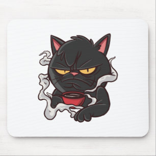 Black Cat Morning Coffee Mouse Mat