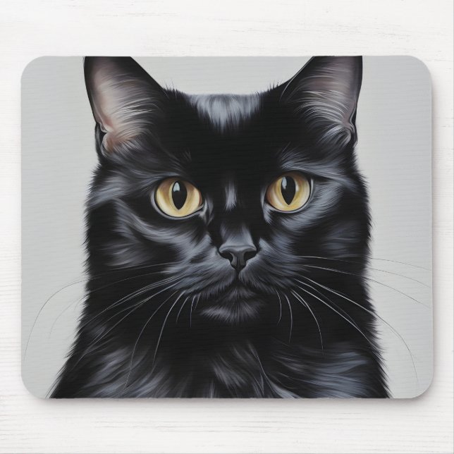 Black Cat Mouse Mat (Front)