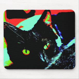 Black Cat Mouse Mat