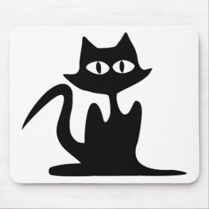 BLACK CAT MOUSE MAT