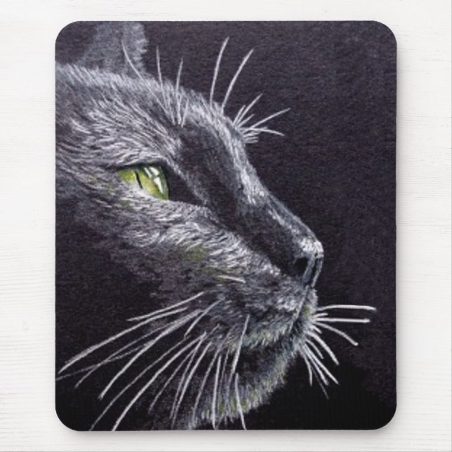 Black Cat Mouse Mat (Front)