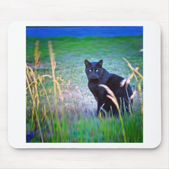 Black Cat Mouse Mat (Front)