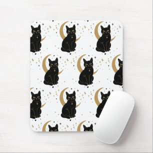 Black cat mouse pad