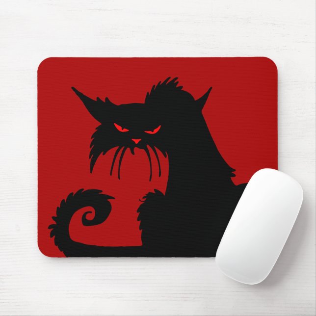 Black Cat Mouse Pad (With Mouse)