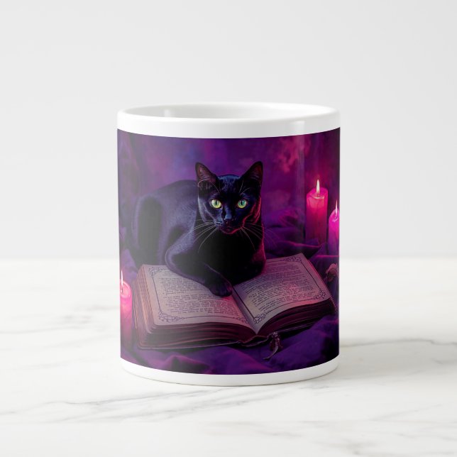 Black Cat Mug | Witchy Candlelight Coffee Cup (Front)
