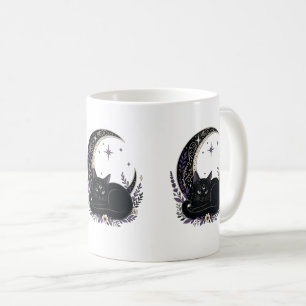 Black Cat Mum Cute Gothic Witchy Crescent Moon Coffee Mug