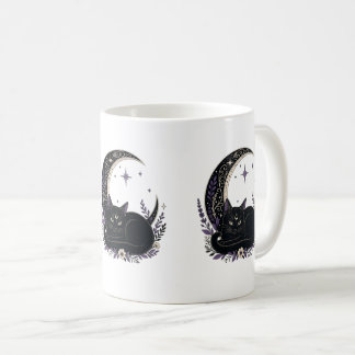 Black Cat Mum Cute Gothic Witchy Crescent Moon Coffee Mug