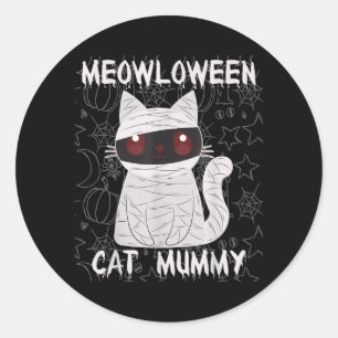 Black Cat Mummy Halloween Classic Round Sticker