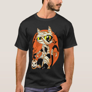 Black Cat Mummy Halloween Costume Scary Night Boys T-Shirt