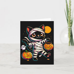 Black Cat Mummy Halloween Pumpkin Card