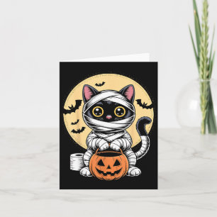 Black Cat Mummy Men Women Kids Halloween Funny Card