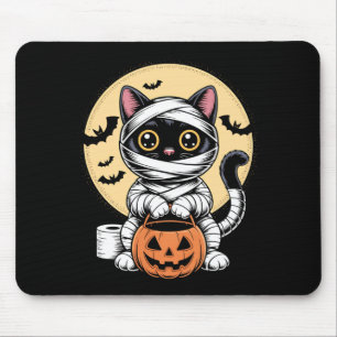 Black Cat Mummy Men Women Kids Halloween Funny Mouse Mat