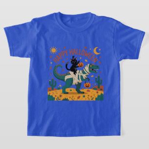 Black Cat & Mummy T-Rex Halloween Ride T-Shirt