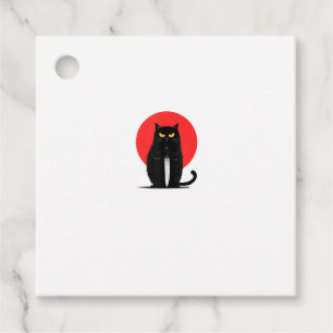 Black Cat Murderer Serial Killer Halloween Graphic Favour Tags