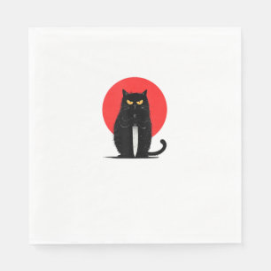 Black Cat Murderer Serial Killer Halloween Graphic Napkin