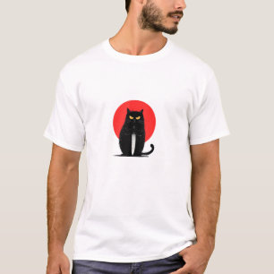 Black Cat Murderer Serial Killer Halloween Graphic T-Shirt