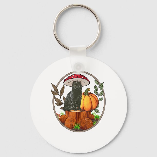 Black Cat Mushroom-Shirt Baby Boy Toddler Cute Cot Key Ring (Front)