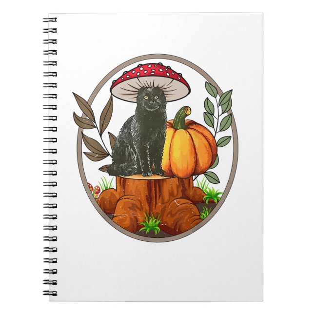 Black Cat Mushroom-Shirt Baby Boy Toddler Cute Cot Notebook (Front)