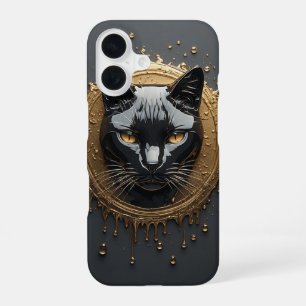 Black Cat Mysterious Design 🐈⬛ iPhone 16 Case