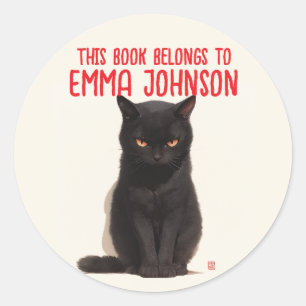 Black Cat Name Sticker   Back-to-School