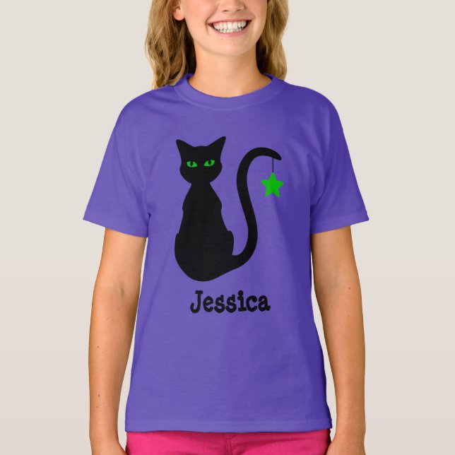 Black Cat Name T-Shirt (Child) (Front)