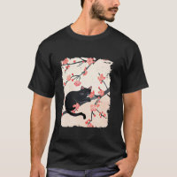 Black Cat Nap Funny Japanese Cherry Blossom Men Wo